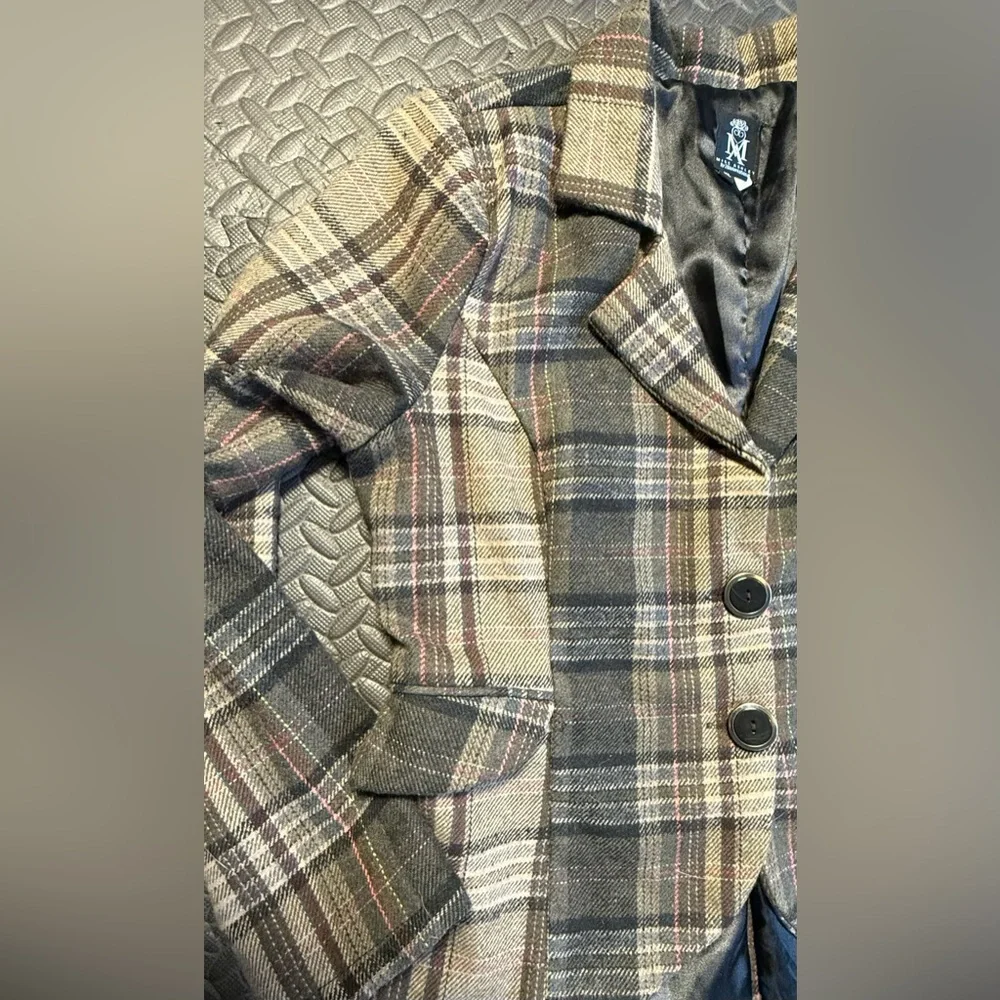 Ashley By 26 International Y2K Brown Plaid Blazer Size XL